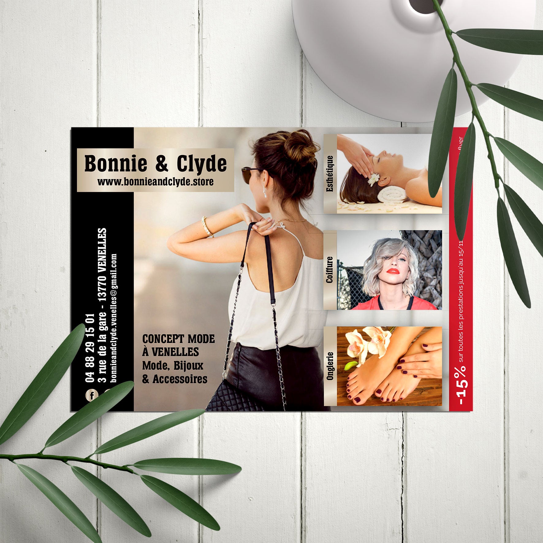 Flyer réalisé par un graphiste freelance pour une boutique de mode